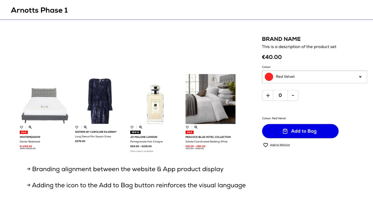 Arnotts website product elements