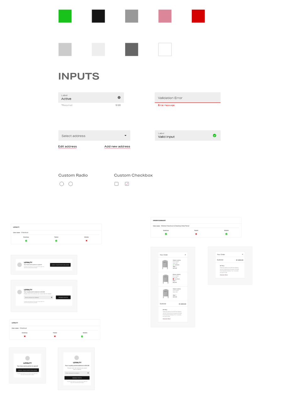 Brown Thomas checkout - styleguide sample