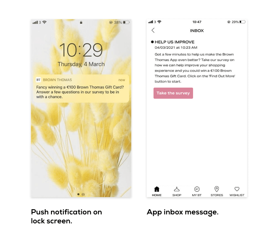 App survey push notification