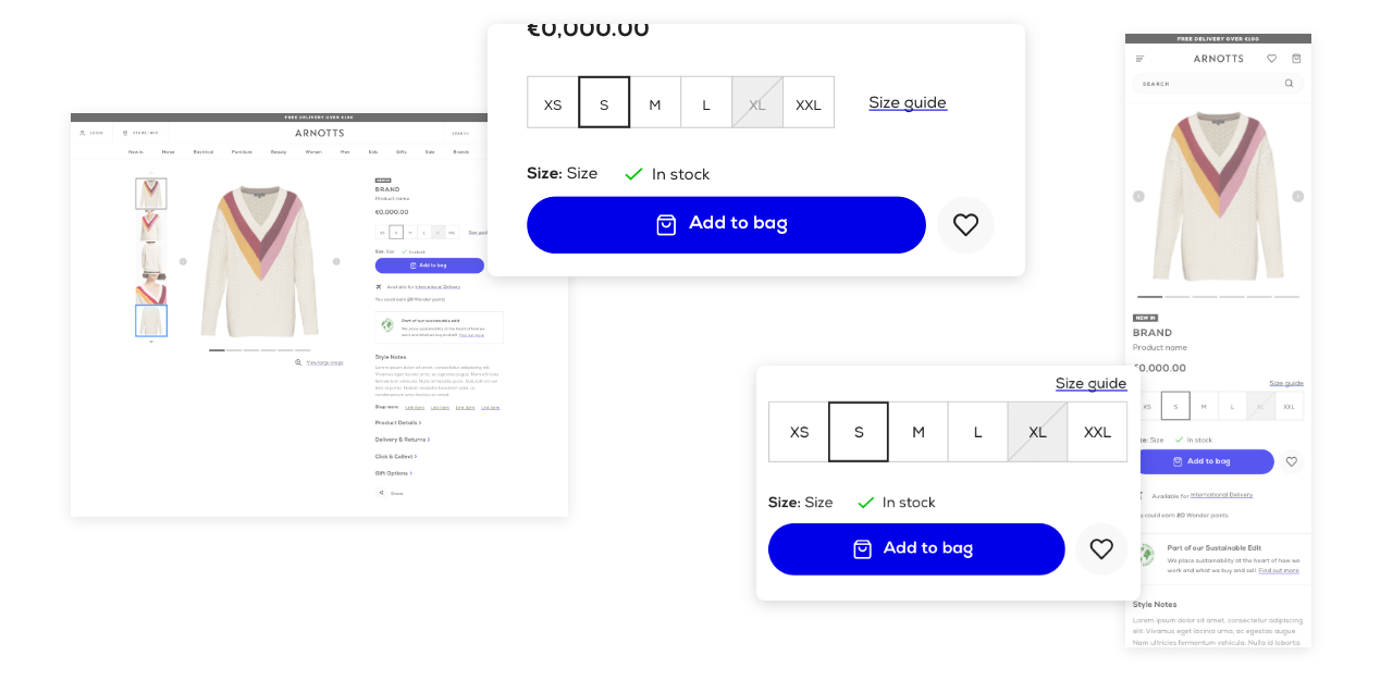 Size buttons as an options instead of dropdown menus