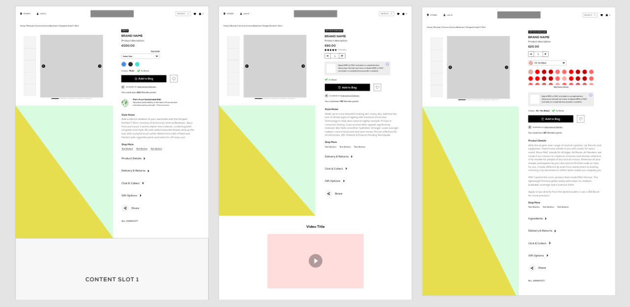 Arnott & Brown Thomas - Wireframes